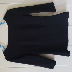 Ann Taylor Womens Black Paneled Textured 3/4 Sleeve Top S